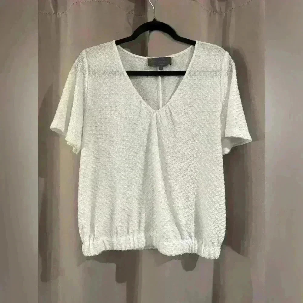 Women’ White V-Cut Sunday in Brooklyn Blouse